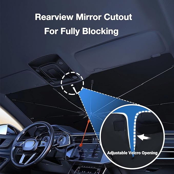 CHILL·TEK Funny Animal Car Windshield Sun Shade Umbrella, Funny Skull Car Sun Shade Umbrella, Block UV Rays Heat Foldable Windshield Umbrella Sun Visor Protector - Keep Vehicle Cool for Cars SUV