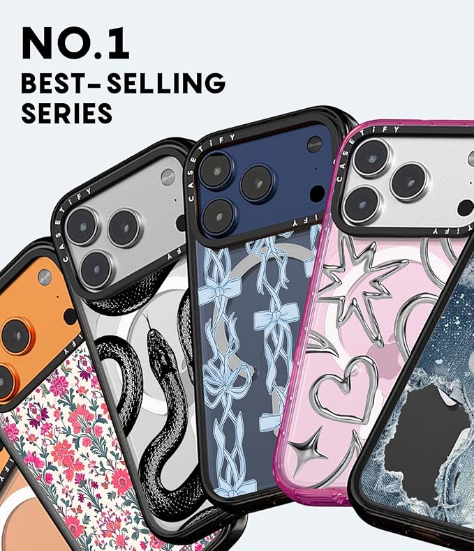 CASETiFY Impact iPhone 17 Case [Slim/Compatible with Magsafe / 8.2 ft. 4X Military Grade Drop Protection] - Pink Sakura Bloom - Clear Black