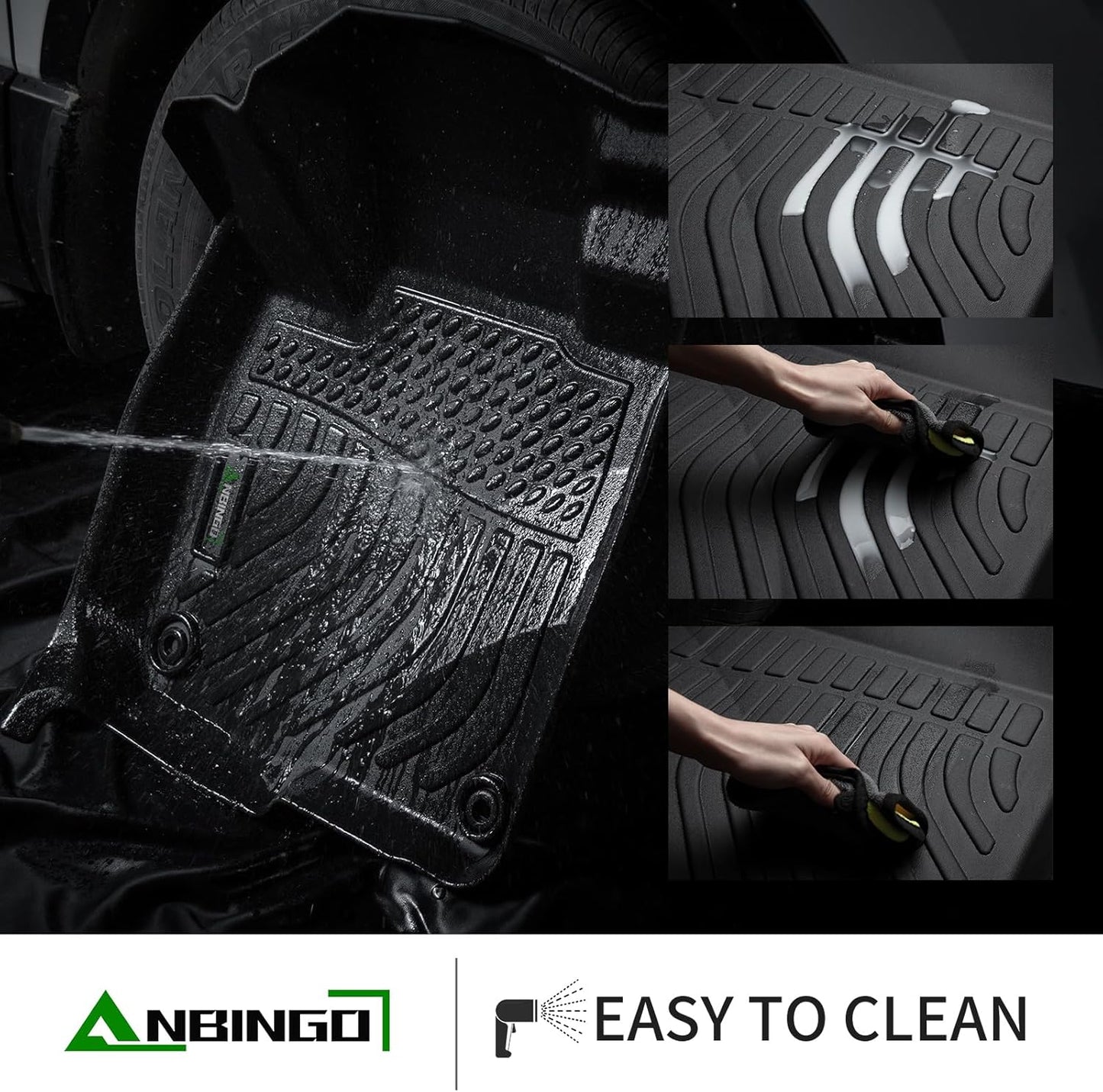 ANBINGO®-Floor Mats Custom for Dodge Challenger RWD 2015-2023 All Weather Challenger RWD Mats Protection TPE Automotive Challenger RWD Floor Mat Fits Full Set Accessories, Black