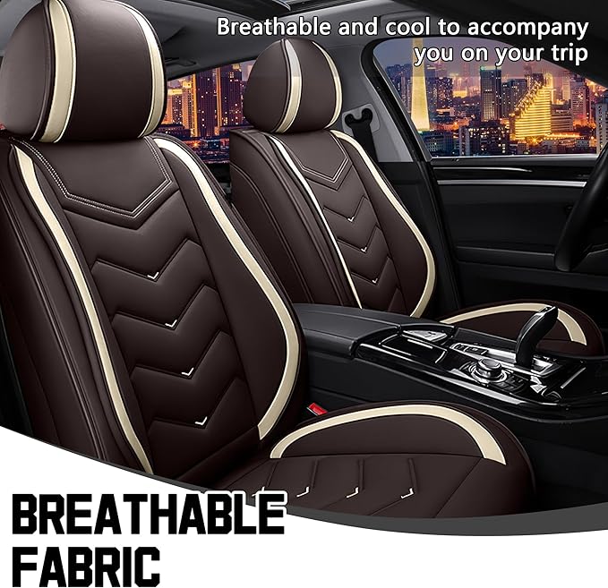 CTDS Car Seat Covers for Mazda CX-5 CX-3 CX-7 CX-9 CX-50 CX-30 CX-70 CX-90 2007-2026, Stylish Sport Seat Cover, Premium Nappa Leather Car Seat Cover.(Standard 2 Seats/Coffee Color)