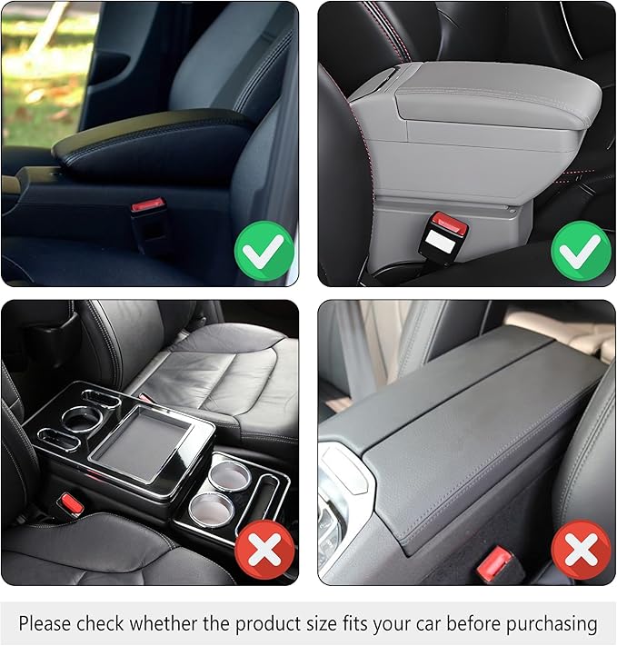 Upgraded Car Center Console Cover,Microfiber Leather Car Armrest Cover Cushion with 2 Storage Bags,Universal Cars Armrest Storage Box Cars Interior Accessories for Most Vehicles (Pink)