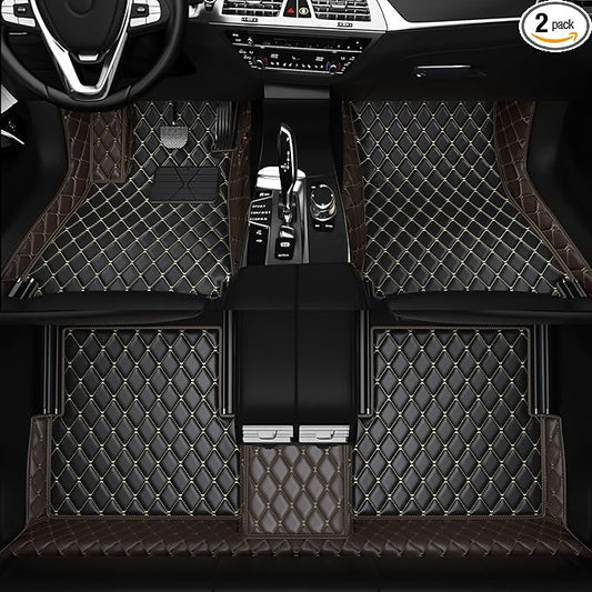 All-Weather car Floor MATS-Suitable for 99% of car Models,Leather car mat, offering Personalized Embroidery and Multiple Color Options,Provide Protection for car Rug (Darkbrown1)