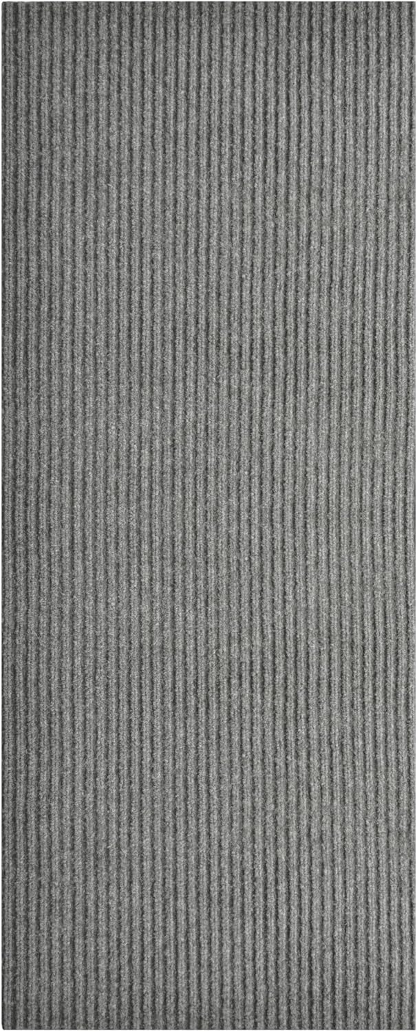 iCustomRug Spartan Weather Warrior Indoor/Outdoor Utility Ribbed Carpet Runner with Non-Slip Thermoplastic Rubber Backing, 3ft X 16ft in Grey