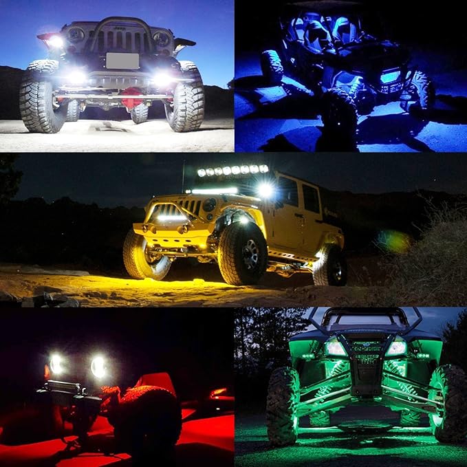 2 Pods LED Rock Lights, Ampper Waterproof LED Neon Underglow Light for Car Truck ATV UTV SUV Offroad Boat Underbody Glow Trail Rig Lamp (Red)