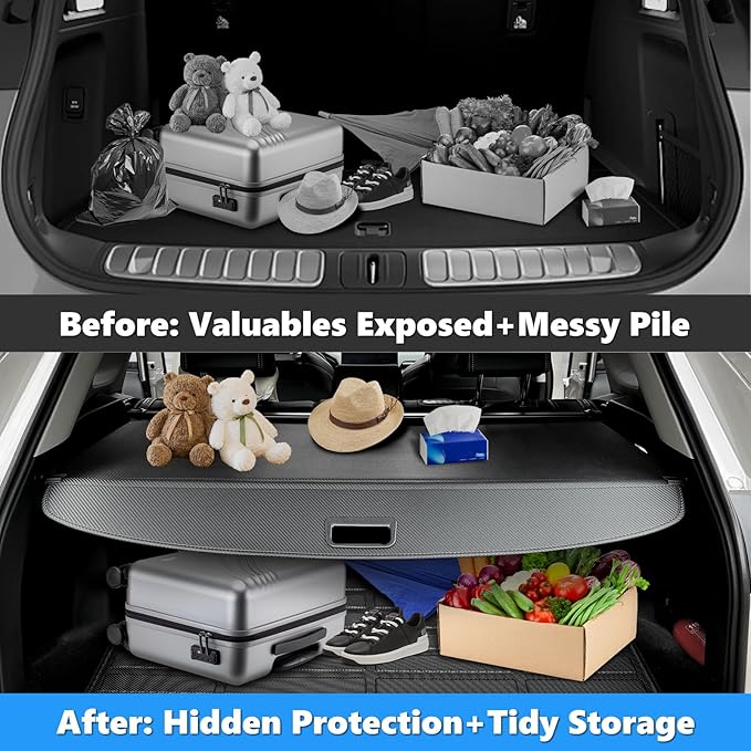 MIALUTY® Cargo Cover for 2024-2026 Chevrolet Blazer EV/Honda Prologue Retractable Trunk Cover Prologue/Blazer EV Accessories Anti-Peeping Privacy Screen,Trunk Luggage Shield Shade Carbon Fiber Texture