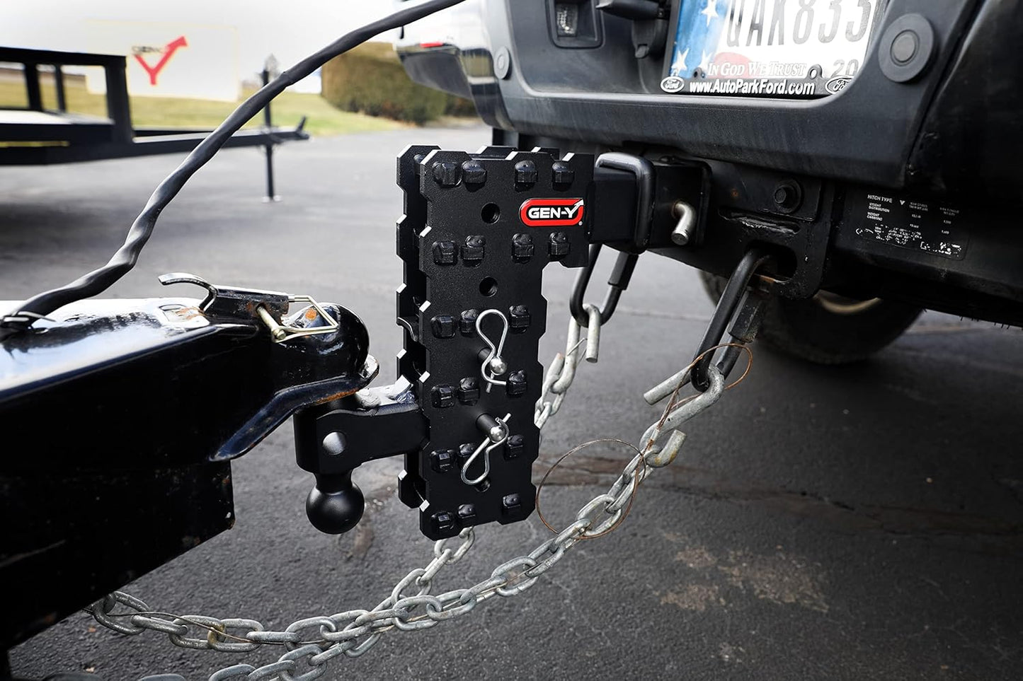 GEN-Y Hitch Solid Shank Adjustable Tow Hitch with Dual-Ball for 2.5" Receiver - 5" Drop - 16,000 LB Towing Capacity - 1,600 LB Tongue Weight - Black