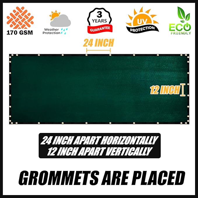 Royal Shade Custom Size 5' x 151' Green Fence Privacy Screen Windscreen Cover Netting Mesh Fabric Cloth - Cable Zip Ties Included (We Make Custom Size)