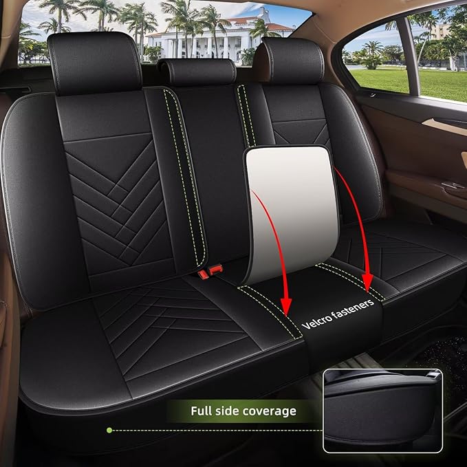 AOMSAZTO Car Seat Covers Full Set Fit for Ford Bronco Sport 2021-2025 2026 Faux Leather Waterproof Seat Covers Automotive Seat Cushion Protector(5 Seats, Black)