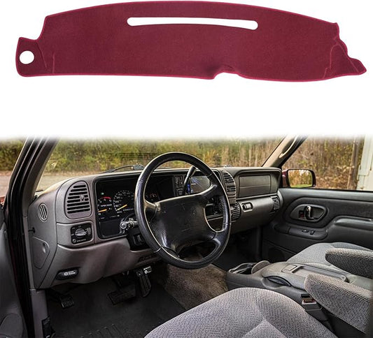Dash Cover Custom Fit for 1997-2000 Chevy Chevrolet Silverado/GMC Sierra C1500 C2500 C3500 K1500 K2500 K3500, 1997-1999 GMC Yukon/Chevy Tahoe, Dashboard Cover Mat Pad(97-99 Maroon)