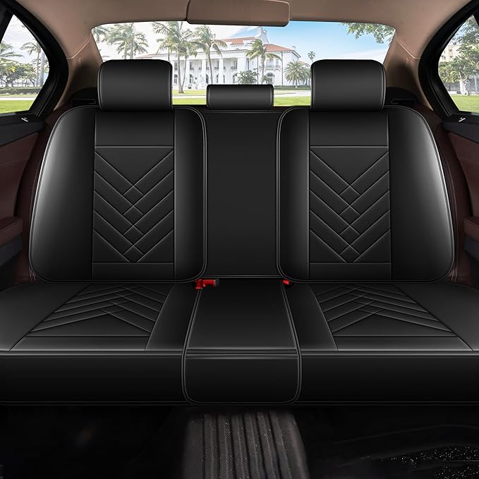 AOMSAZTO Car Seat Covers Full Set Fit for Nissan Juke 2011-2017 Waterproof Faux Leather Car Seat Cushions Automotive 5 Seat Covers Set（Black）