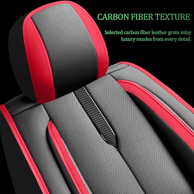 Fit Yaris Car Seat Covers for Toyota Yaris 2008-2018 2019 2020-Upgraded Premium Waterproof & Breathable Leather,Airbag Compatible,All-Weather Seat Cushion Protector,2 Front/Black-Red