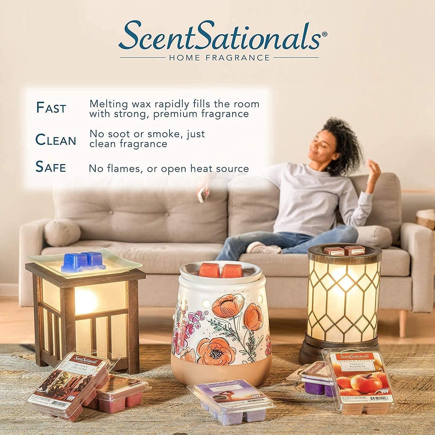 Scentsationals Wax Melts, Wax Cubes Strong Scent - Caribbean Clouds - Long Lasting Scented Wax Melts for Warmer, 10oz (24-Cubes)