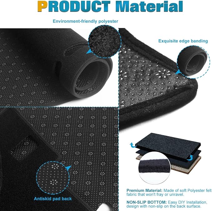 x xotic tech Center Console Dashboard Mat Pre-Cut Non-Slip Sunshield Sun Glare Protector Dash Carpet Pad Black Cover Compatible with Ford Escape 2014-2019