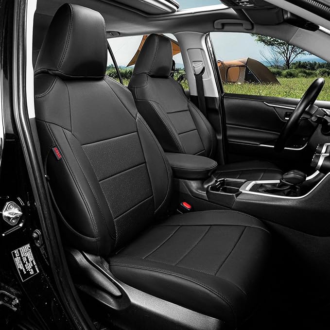 coverdream 2026 Rav4 Seat Covers Custom Fit for 2026 Toyota Rav4 Hybrid (Woodland/Limited) SUV,Full Set Luxury Waterproof Leather Car Seat Protector Black