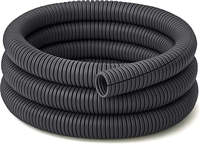 Electriduct Split Wire Loom Tubing Polyethylene Corrugated Flexible Conduit - 3/8" Nominal Size - 10 Feet - Gray