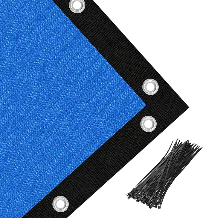 Amagenix 90% Pergola Shade Cover 8' X 13' Sun Shade Cloth with Grommets for Outdoor Garden Patio Porch, Commercial Grade 200 GSM - Cable Zip Ties Included (We Customized) GN108, Blue