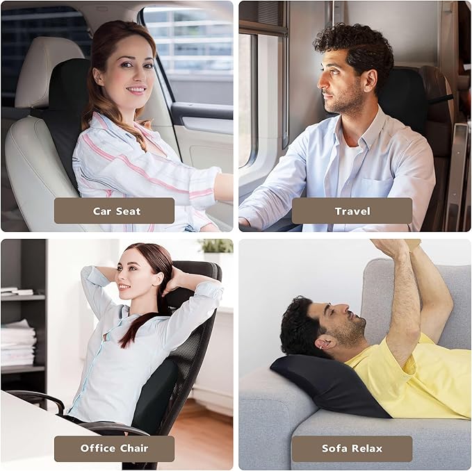Car Headrest Pillow - Shoulder & Neck Pillow for Car Headrest w/Adjustable Strap & Clip to Secure - Memory Foam Car Neck Pillow for Driving Seat - Ergonomic Head Rest Pillow for Car Seat Neck Support