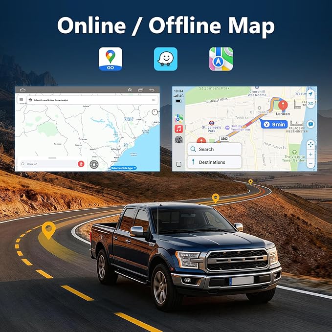 8 Core 4GB+64GB Car Stereo for Ford F150 2009 2010 2011 2012, Wireless CarPlay Android Auto Radio,10.2" Touchscreen, with Button, FM DRS/DSP/SWC/GPS Navigation/5G WiFi/Backup Camera/MIC