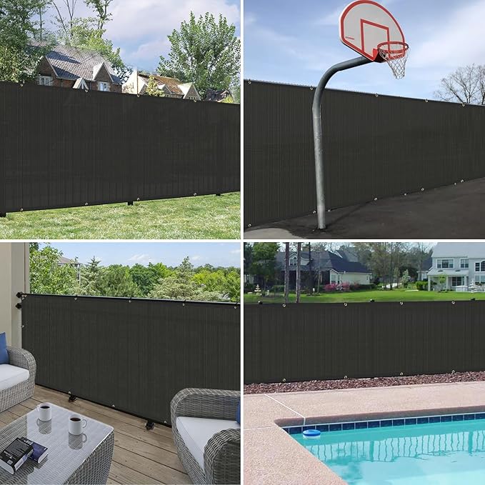 Windscreen4less Privacy Fence Screen Heavy Duty Windscreen Fencing Mesh Fabric Shade Net Cover with Brass Grommtes for Outdoor Wall Garden Yard Pool Deck, 8'x290' Black