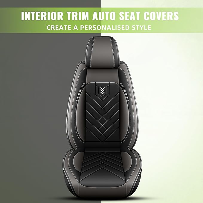 AOMSAZTO Car Seat Covers Fit for Subaru Legacy 1995-2024 2025 2026 Premium Front Seat Covers Waterproof Leather Automotive Seat Covers Compatible with Airbag (2 Seats,Grey)