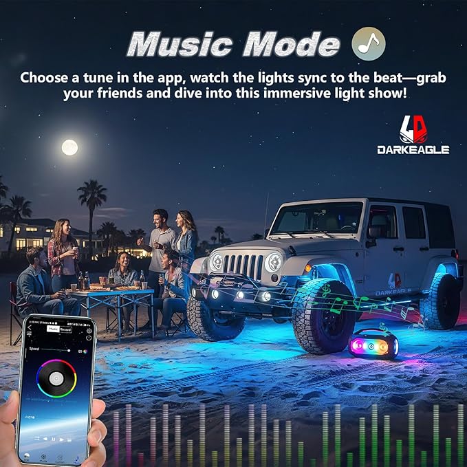 8Pods RGB LED Rock Lights for Jeep Trucks Golf Cart ATV UTV RZR SUV Offroad, Multicolor Underglow Light Kit with APP/RF Remote Dual Zone Neon Vehicle Accent Underbody Light 12V Waterproof