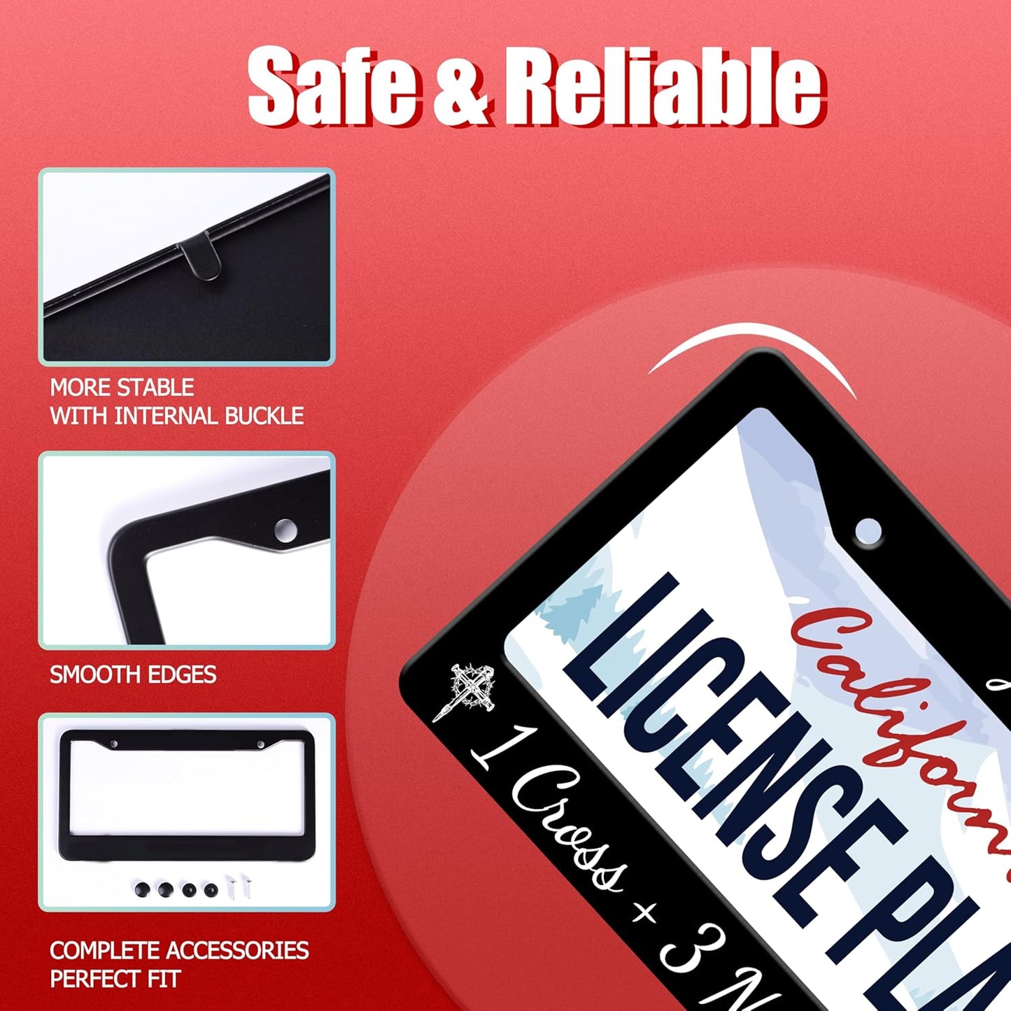 Personalized License Plate Frame Jesus 1 Cross + 3 Nails = 4 Given Stainless Steel Accessory Holder Funny Car Decorative 2 Holes Screws Fits Us Standard License Plates 12.2 X 6.3 in for Men Women