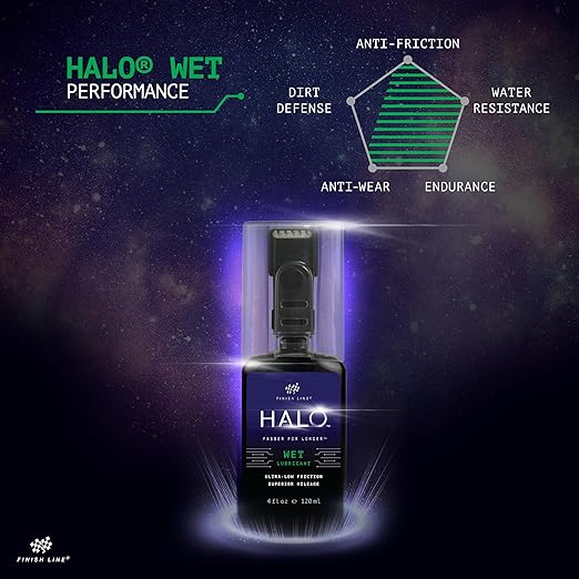 Halo Wet Bike Chain Lubricant | Premium Bicycle Care for Extended Drivetrain Performance Efficiency | Bottle with Smart Luber, 4 fl oz / 120 ml