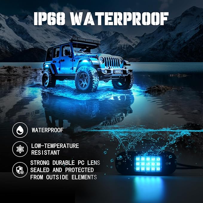 SHINIGHT Led Rock Lights for Trucks,8 Pods Lights for Jeep Brightness Truck underglow kit Exterior with App Control Flashing Music Mode RGB Lighting for UTV SUV ATV RZR Truck Accessories