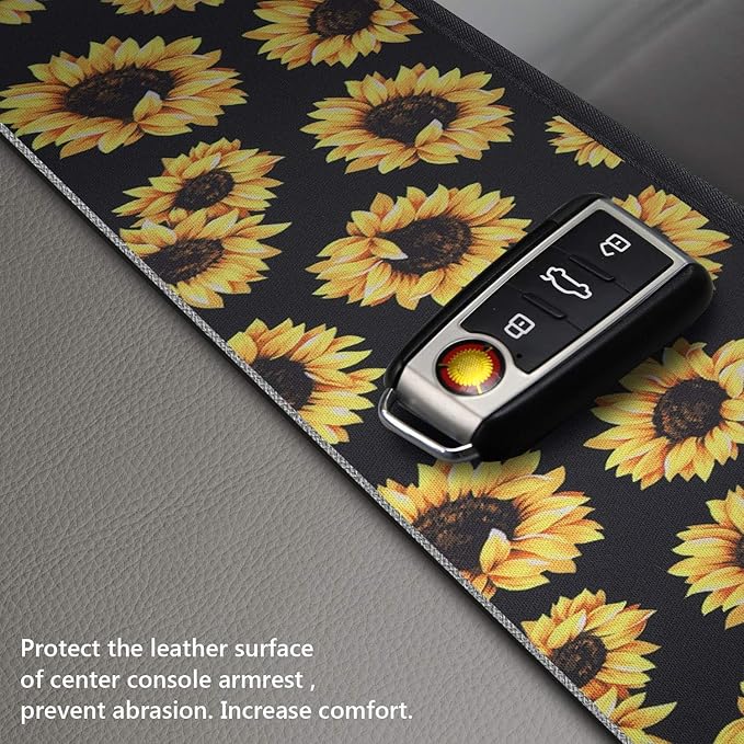 JEOCODY Red Rose Print Car Center Console Armrest Cover Fashion Armrest Cushion Cover Pad Auto Car Interior Decorative Accessories Universal Fit for Sedan, Truck, SUV