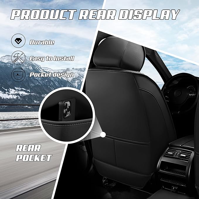 Car Seat Covers Fit for Infiniti g37 2000-2026, Stylish Sport Seat Covers, Waterproof Wear-Resistant Premium Nappa Leather Car Seat Cover.(2 Pcs Front with Pillow/Pure Black)