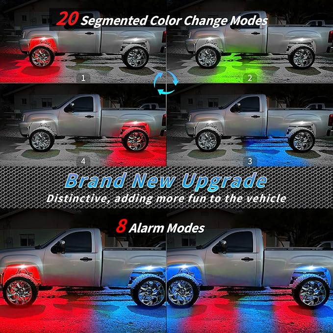 12Pods Segmented RGB LED Rock Lights Kit with APP/RF Remote Control, Upgraded Multicolor Underglow Lights Neon Music Mode 12V Underbody Light for Trucks Pickup Jeep Golf Cart ATV UTV RZR SXS