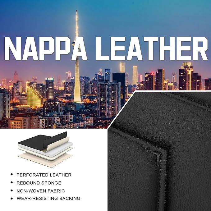 CTDS Car Seat Covers for Chevy Equinox 2005-2026, Stylish Sport Seat Cover, Premium Nappa Leather Car Seat Cover. Automobile Seat Covers Sets.(Standard 2 Seats/Pure Black)