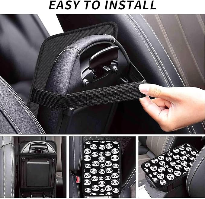 Animal Panda Car Center Console Armrest Cover Cute Black White Arm Rest Pad Anti-Scratch Cars Center Console Cushion Car Decor Accessories