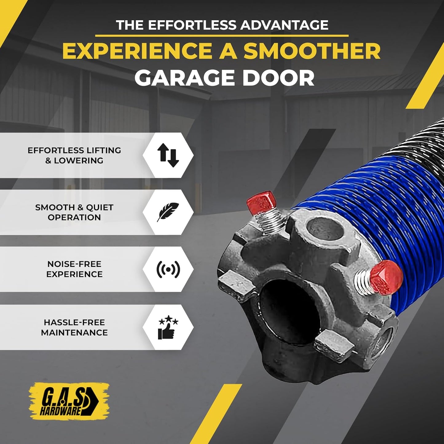 Garage Door Torsion Spring 262x1.75x40 Includes 1” Steel Bearing, Gloves, Manual, and Winding Bars for Right Side of Garage Door Precision E-Coating 5-Year Warranty Min. 30,000 Cycles (Black Cone)