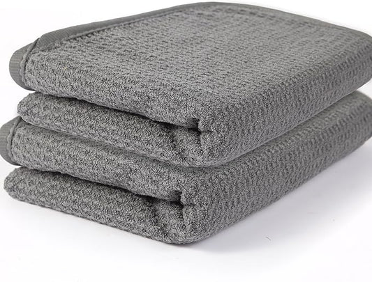 2 Pack Microfiber Car Towels,Car Drying Towel 22Inx32In,Waffle Weave with Reinforced Edges,Super Absorbent & Scratch-Free Cleaning Cloth for Auto Detailing,Home,Glass,Kitchen (Grey)