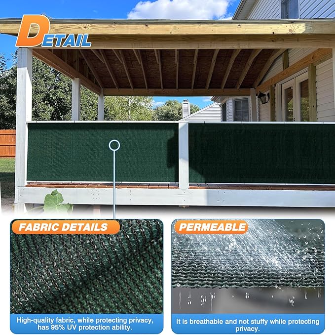 TANG Sun Shade Fabric Roll 8'x34' Shade Cloth for Garden Dark Green HDPE Mesh Shading Pergola Cover Replacement Canopy, 95% Blockage Sunshades for Outdoor Patio Backyard Plant