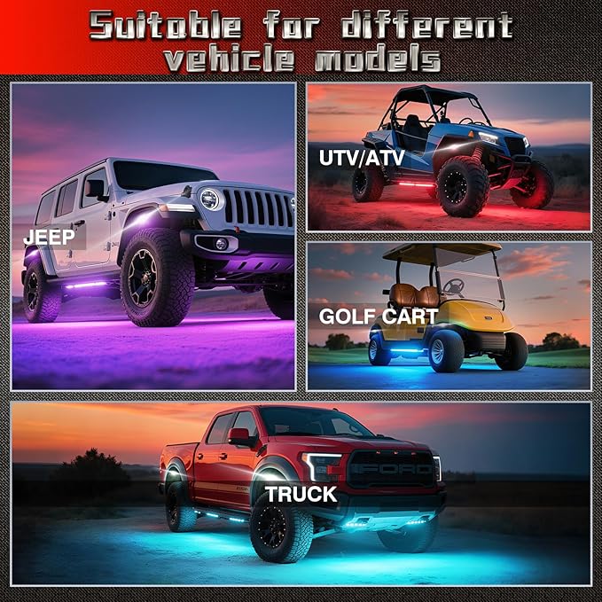 20 Pods RGBW LED Rock Lights for Trucks Offroad Pickup Trailer Sedan SUV Cars, Waterproof Multicolor Neon Underglow Kit with Bluetooth APP/RF Remote, Vehicle Accent Underbody Light Underneath 12V