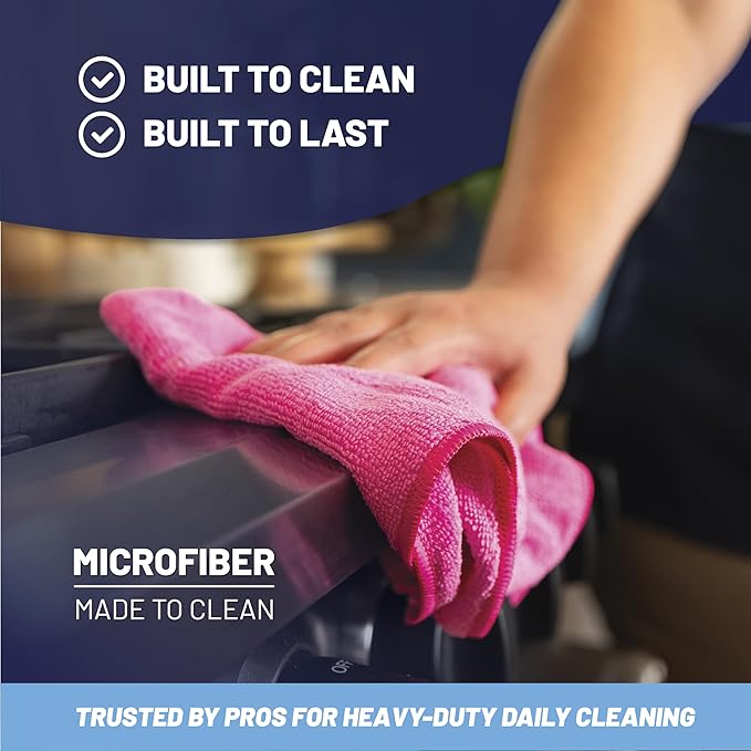 MW Pro Microfiber Cleaning Cloth | Black Gray | 12 Pack | 16” x 16” | All Purpose Microfiber Towels - Clean, Dust, Polish, Scrub, Absorbent