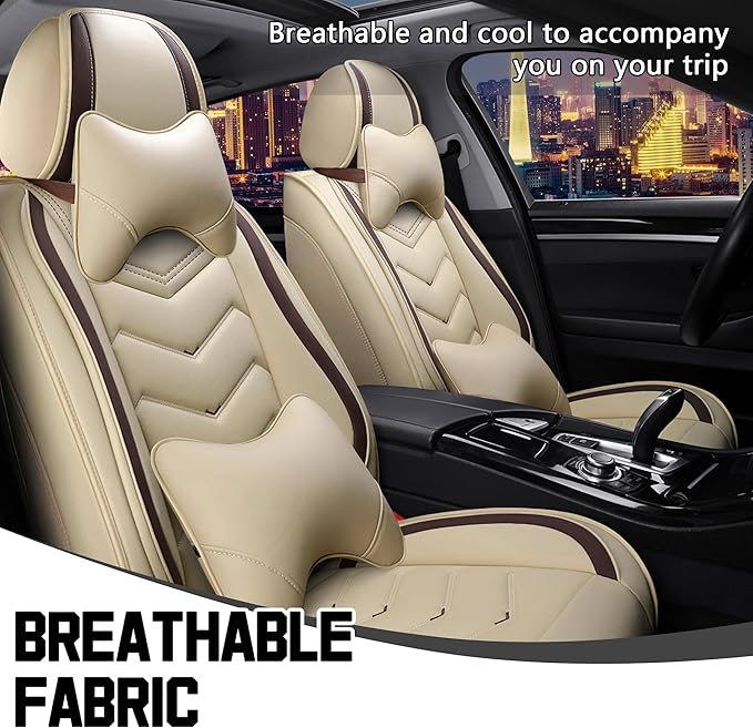 CTDS Car Seat Covers for Chevy Malibu 2000-2026, Stylish Sport Seat Cover, Premium Nappa Leather Car Seat Cover. Automobile Seat Covers Sets.(Luxury 2 Seats/Beige)