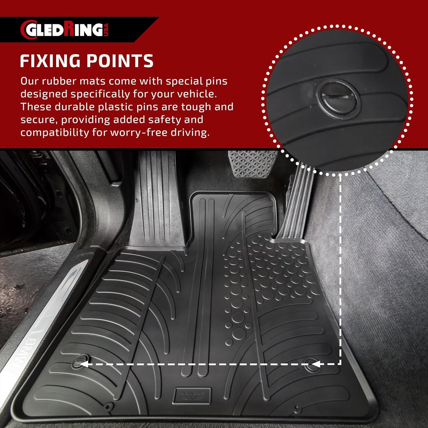 Gledring USA Custom Fit All-Weather Rubber Floor Mats Intended for Range Rover Sport 2014-2022, No Trimming Required, Tailored Custom Fit, Protects from Rain, Mud, & Snow