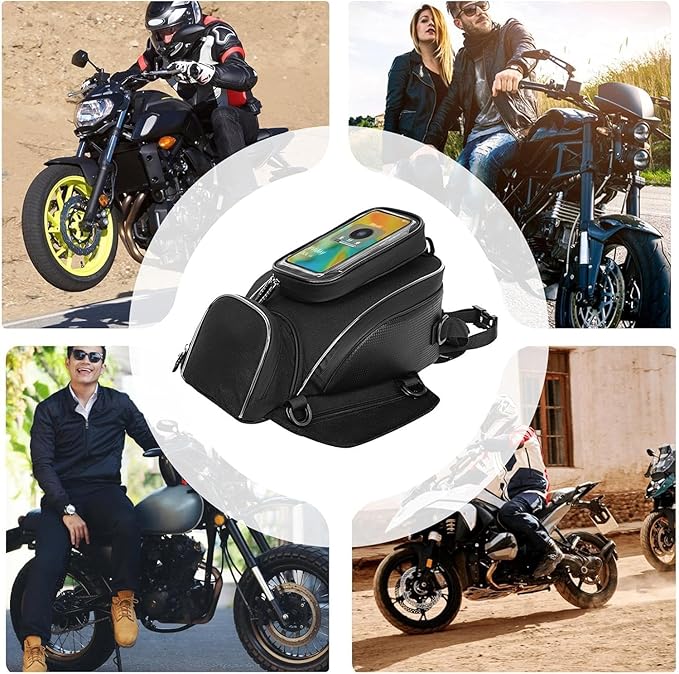 Motorcycle Tank Bag for Triumph Tiger 1050 2007-2013 2014 2015 2016 2017 2018 2019 2020, Strong Magnetic Waterproof Oxford Black Motorbike Quick Release Pannier Bag