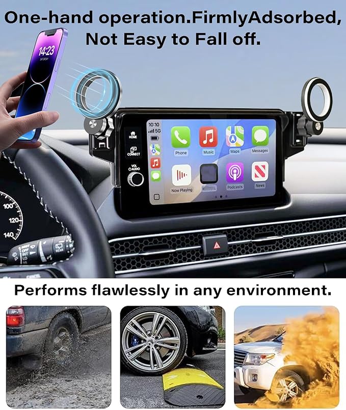 Magnetic Car Phone Holder for 2023 2024 2025 2026 Honda Pilot Accessories Apply to 7/9 Inch Touch Screen Fixed Clip MagSafe Passenger Cell Phone Mount Hands-Free 360 Degree Rotation