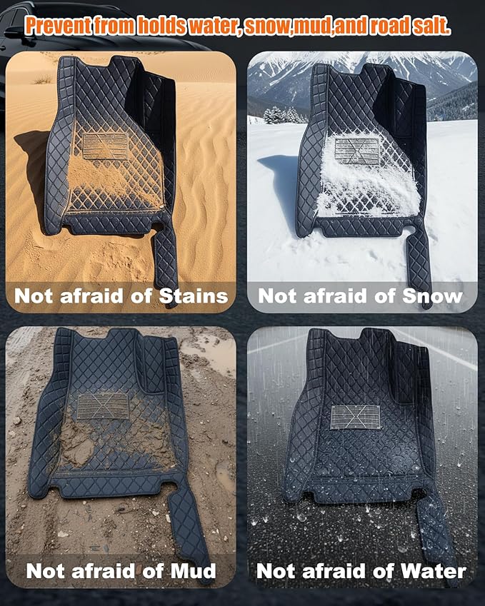 All-Weather car Floor MATS-Suitable for 99% of car Models,Leather car mat, offering Personalized Embroidery and Multiple Color Options,Provide Protection for car Rug (Light Brown)