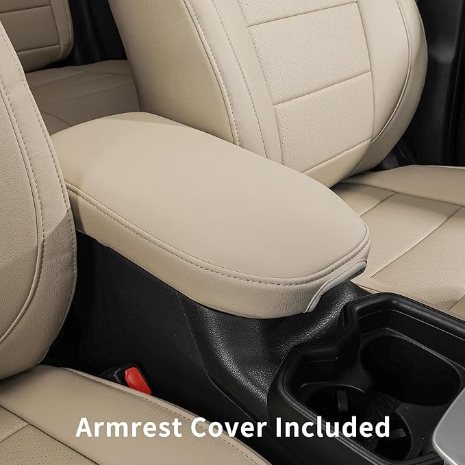 coverdream Rav4 Seat Covers Custom Fit for Toyota Rav4 2013-2018 XLE/Platinum/Limited/SE SUV,Fully Covered,Luxury Waterproof Leather Car Seat Protector,Armrest Cover Included (Full Set,Beige)