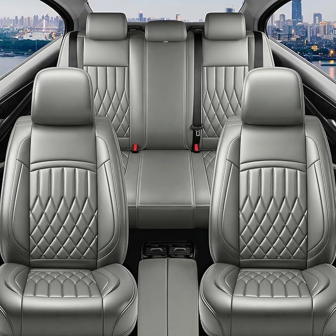 Fit RDX Car Seat Covers for Acura RDX 2010-2025 2026 - Premium Leather, Waterproof, All-Weather, Airbag Compatible, Anti-Slip, Breathable, Easy Install, Seat Protectors, Full Set, Gray