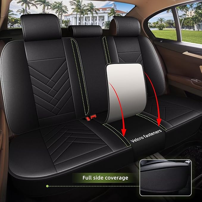AOMSAZTO Car Seat Covers Fit for Kia Optima 2002-2020 Full Set Premium Seat Covers Waterproof Leather Automotive Seat Cushion Protector Compatible with Airbag(5 Seats,Black)