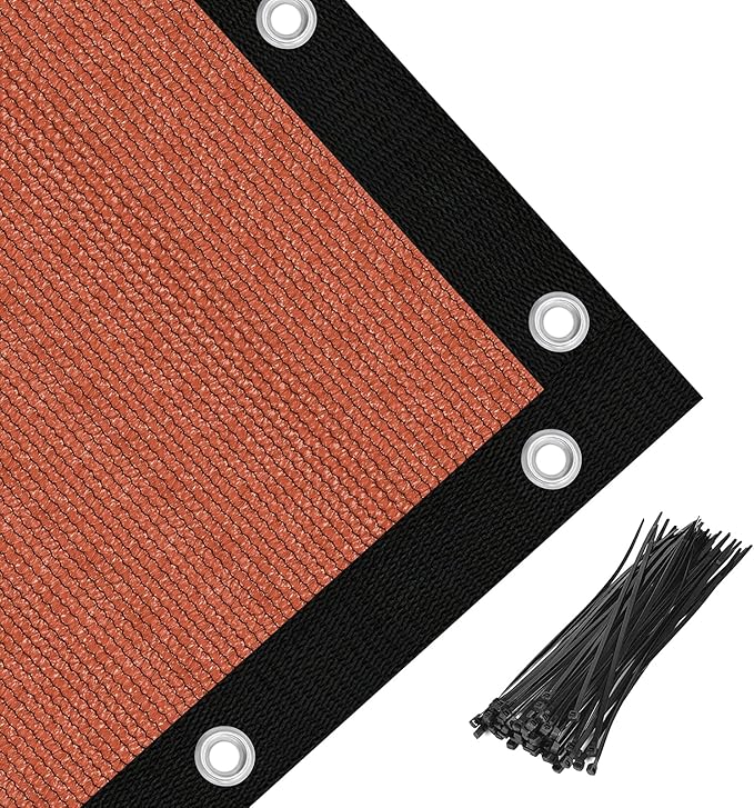 Amagenix 90% Pergola Shade Cover 7' X 8' Sun Shade Cloth with Grommets for Outdoor Garden Patio Porch, Commercial Grade 200 GSM - Cable Zip Ties Included (We Customized) GN108, Rust Red