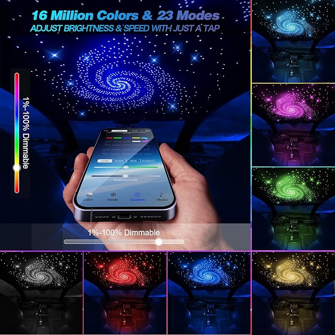 VASTFIRE Starlight Headliner Kit Twinkle + Music Effect,Smart APP/RF Remote Control, Easy DIY Star Headliner kit for Cars & Trucks Home Theaters Bed Room Ceiling Ambient Lighting