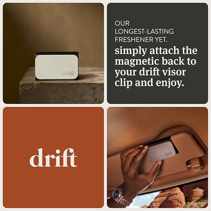 Drift Car Air Freshener - Stone Air Freshener Car Odor Eliminator - Long Lasting Scent - Auto Accessories - Metal Clip - Essential Oils - Clean Ingredients - Macadamia Swirl Starter Kit