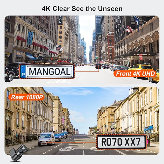 Mangoal Front 4K & Rear 1080P Dash Cam Custom for Volvo XC90 2016 2017 2018 2019 2020 2021 2022 (Model A),T5 T6 T8,Integrated OEM Look,UHD 2160P Video,WiFi & App,Easy to Install,128GB Card